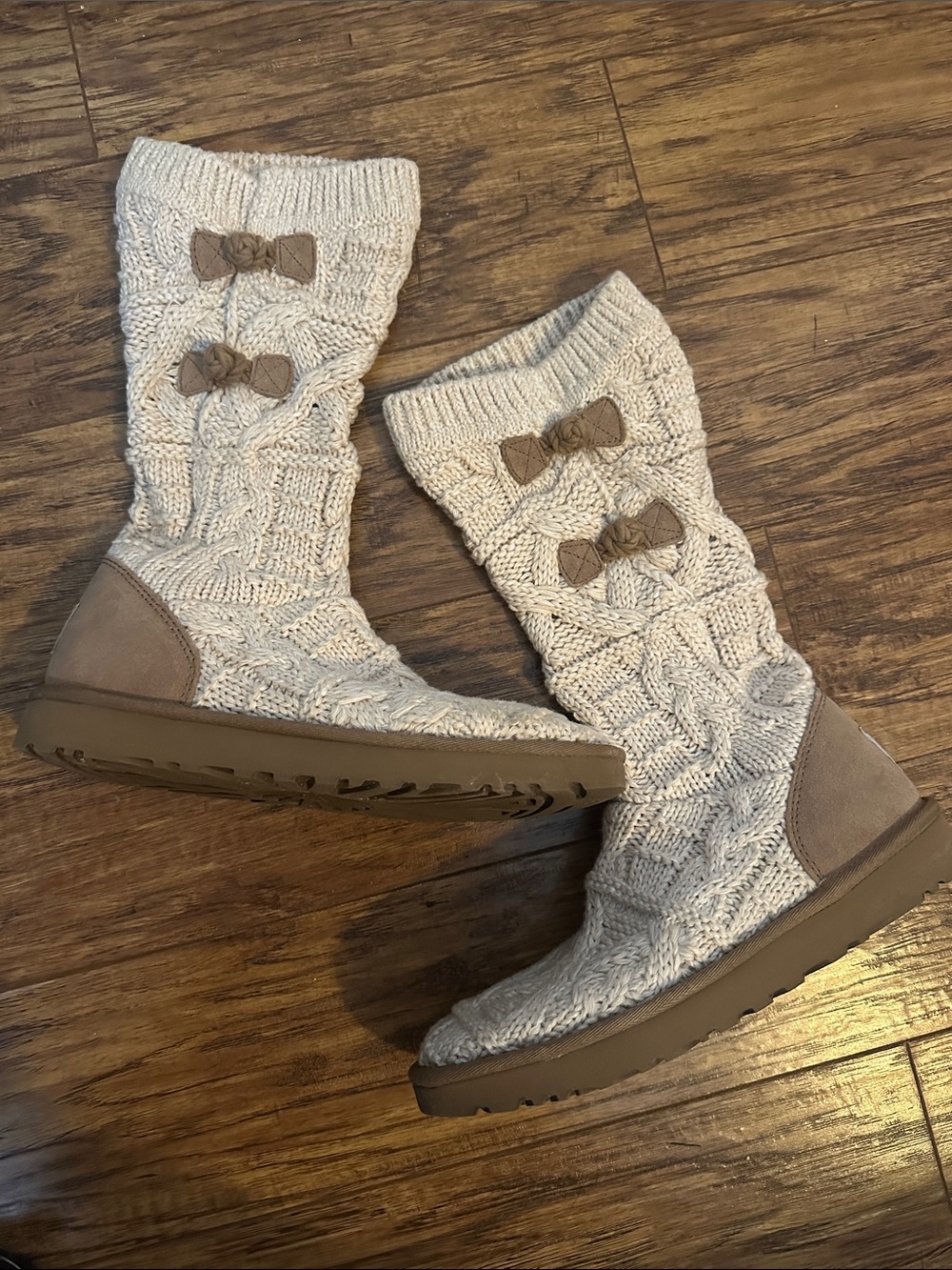 UGG W KALLA Cream Knit Mid-Calf tall Boots